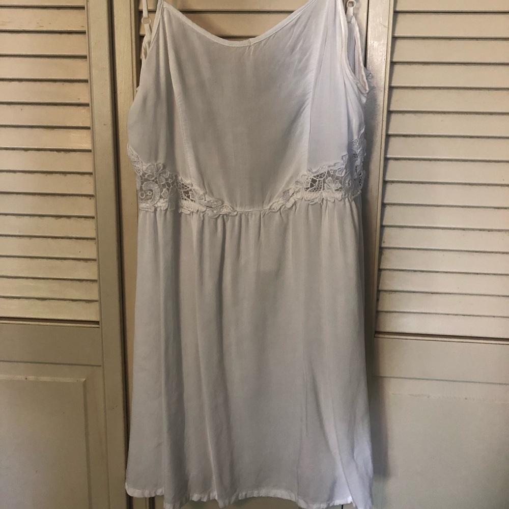 Simple White Dress with lace strip